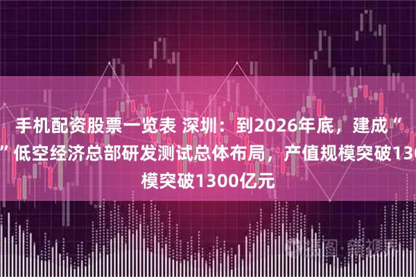 手机配资股票一览表 深圳：到2026年底，建成“1+5+4”低空经济总部研发测试总体布局，产值规模突破1300亿元