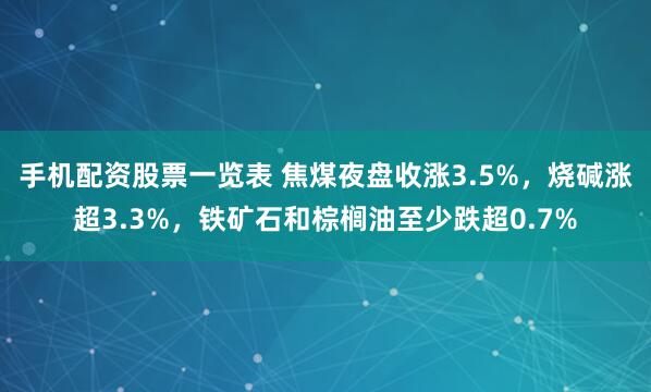 手机配资股票一览表 焦煤夜盘收涨3.5%，烧碱涨超3.3%，铁矿石和棕榈油至少跌超0.7%