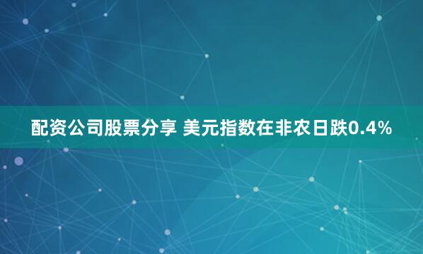 配资公司股票分享 美元指数在非农日跌0.4%